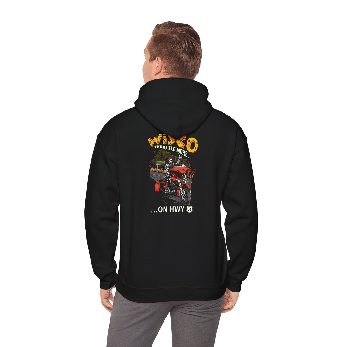 EXTENDED SIZES: "Throttle More on Hwy 64" Unisex Hoodie (3XL-5XL)