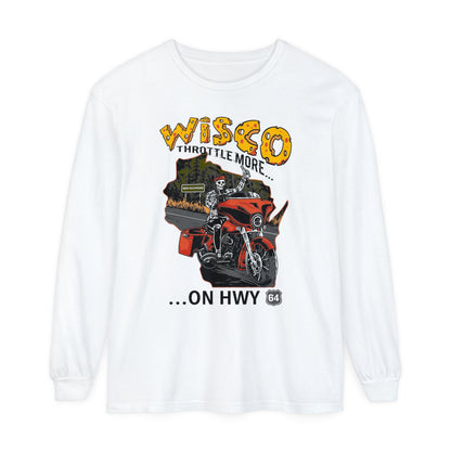 "Throttle More on Hwy 64" Unisex Long Sleeve Tee (S-3XL)