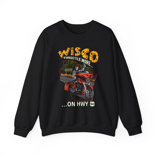 "Throttle More on Hwy 64" Unisex Crewneck Sweatshirt (S-5XL)