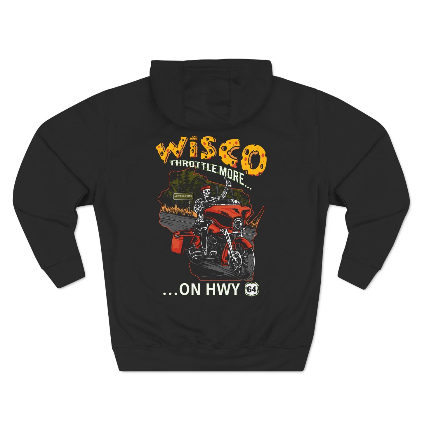 "Throttle More on Hwy 64" Unisex Fleece Hoodie (S-3XL)