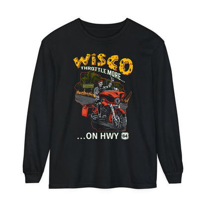 "Throttle More on Hwy 64" Unisex Long Sleeve Tee (S-3XL)