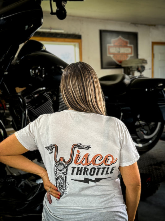 Women's Wisco Throttle OG Cotton Tee (Back Logo) Sizes S-3XL